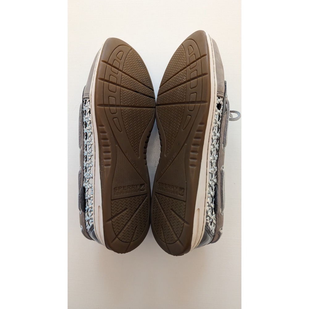 Sperry Angelfish Gray Leather Boat Shoes Size 7M Metallic Coastal Beach - Picture 6 of 7